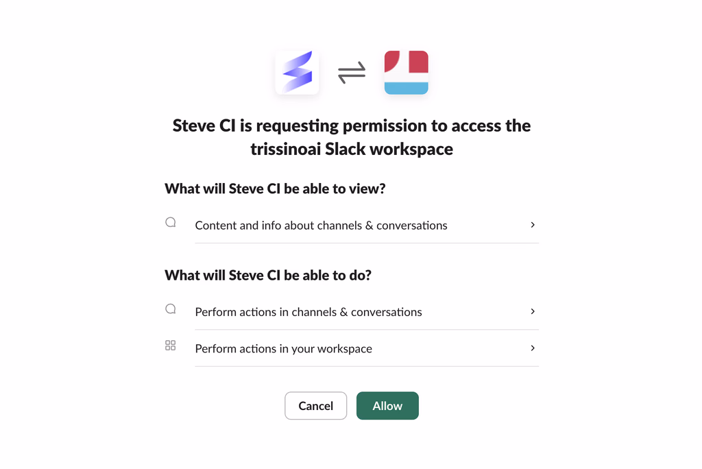 Slack settings tab with the Add to Slack button to connect your workspace